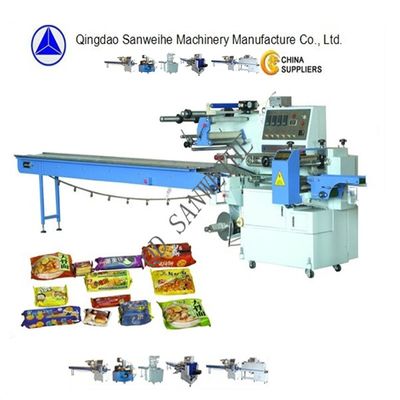 Electric Solid Film Feeding Flow Wrap Packing Machine PID Control