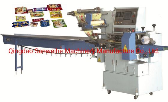 Blue And Silver Flow Wrap Packing Machine 30-90 Bags/Min