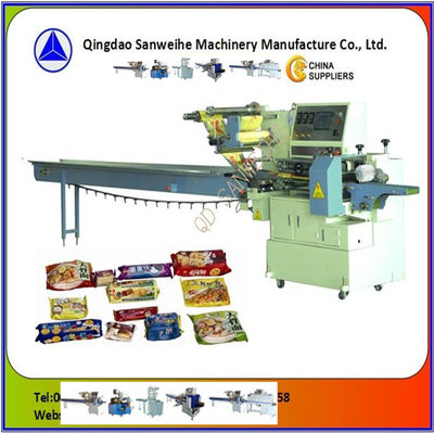 Automatic PLC Controlled Back Sealing Flow Wrapping Machine For Food Packing Of 90 pcs/min